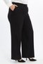 Apsen Women's Black High Waist Wide Leg Woven Fabric Trousers with Pocket Detail 370-105 - 3