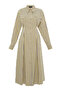 Striped Shirt Collar Long Sleeve Slim Fit Midi Dress - 7