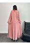 Overlock Detailed Blouse and Skirt Double Set 8045 - Pink - 7
