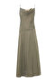 Regular Satin Midi Khaki Dress with Lace Detail and Straps - 7