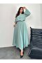 Double Suit with Overlock Detail Blouse and Skirt 8045 - Water Green