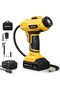 Cordless Tyre Inflator Air Compressor, 20V Rechargeable Battery, 160 PSI - Yellow