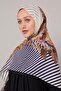 Navy Blue Pine Pattern Cotton Shawl