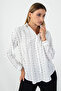 Women's White Striped Linen Shirt Long Sleeve Relaxed Fit - 4