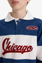 Oversize Wide Fit Polo Collar Embroidered Navy Blue Boys' Long Sleeve T-Shirt F2711A8/Be829 - 6