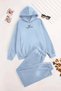 Unisex Hooded Baby Blue Tracksuit Set Be-You-Ti̇ful Printed - Winter Embossed Fabric