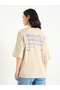Beige Dropped Shoulder Oversized T-Shirt - 5
