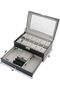 Watch Box with Glass Lid, 12 Slots PU Leather Case 2-Layer Watch Organizer with Jewelry Drawer - 8