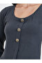 Women Grey Maxi Dress with Buttons - 4