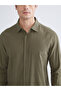Regular Fit Long Sleeve Linen Look Men's Shirt - 3