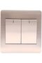 Modern Double Light Switch Panel, Brushed Nickel Finish, Square Design - 2
