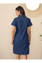 Blue Denim Mini Dress with Pockets Detail - 3