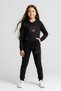 3-Piece Hooded-Round Neck Printed Detail Girl's Tracksuit Set - 2