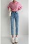 Ice Snow Blue Acid Washing High Waist Mom Jeans (FULL MOLD)