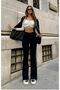 Black High Waist Flared Leg Non-Fading Denim Pantsjean