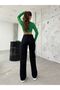 Women's Black Wide Leg Palazzo High Waist Pants(Full Fit) - 5