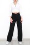 Women's Extra High Waist Loose Wide Leg Cargo Pocket Palazzo Jeans Black Cargo Jean - 3