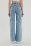 Trend Jean Ela 90's Blue Snow Wash Lycra Super High Waist Loose Leg Jeans Palazzo Pants - 2