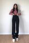 Crespo 90's Black High Waist Lycra Loose Jeans Palazzo Trousers - 3