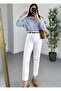 Trend White Mom Jeans Stretchy Jeans(No Inside)(Buy 1 Size Small)
