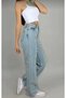 Lovely 90's Snow Wash Blue Super High Waist Women's Loose Jeans Palazzo (Buy 1 size) - 2