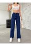 Leo Navy Blue Power Lycra Super High Waist Casual Jeans Palazzo Pants - 2