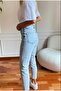 Leo 90's Dora Snow Wash Mom Jeans Blue (Buy 1 Size Larger) - 3