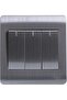 Modern Triple Light Switch with Brushed Steel Faceplate, Moulded Rocker Tactile Light Switch