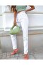 High Waist Lycra White Boyfriend Jeans Stretchy Mom Jeans (Full Fit) - 2