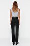 Black Comfortable Fit Wide Leg Jeans - Loose Super High Waisted Lycra Jeans - 3
