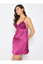 Solid Lace Insert Padded Satin Babydoll - 2