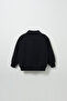 Black Embroidery Detailed Raglan Sleeve Sweatshirt - 5