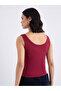Red Fitted Tank with Slogan Print - 5