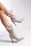 Lesxipha Women's Bellows Short Boots 0012203 Beige Suede - 3