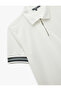 Regular Fit Pique Fabric Short Sleeve Polo Neck T-Shirt with Zipper Stripe Detail - 5
