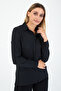 Women's Black Jacquard Textured Woven Shirt – Chic to Plus Size 5XL - 3