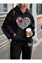 Heart Printed Unisex Women/Men Hooded Oversize Bottom/Up Tracksuit Set