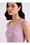 Purple Fitted Embroidered Tank - 3