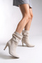 Lesxipha Women's Bellows Short Boots 0012203 Beige Suede - 2
