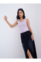 Lilac Fitted Embroidered Tank