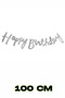 Happy Birthday Text Banner 2 Pieces of 7 Balloon Stand 10 Pieces of Silver 10 Pieces of Black Balloon Birthday Ornament - 2