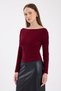 Burgundy Boat Neck Sleeve Gathered Blouse 2433 - 2