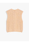 Sleeveless Crew Neck Textured Knitwear Sweater - 3