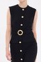 Black Gold Button Detailed Belted Midi Dress 8085A - 4