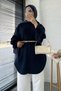 Oversized Muslin Tunic with Buttons – Navy Blue - 3