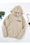 Unisex Beige Hooded Sweatshirt Los Angeles Minima Print