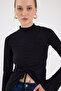 Black Gather Detailed Turtleneck Blouse 2458 - 4