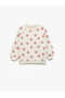 Cotton Crew Neck Long Sleeve Heart Printed Sweatshirt