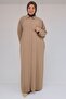 56018 Large Size Crepe Ferace with Stone Print Detail - Beige - 2