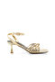 Women's Gold Twisted Knot Detailed 5 cm Heeled Sandals Comfortable and Elegant Shoes - 4